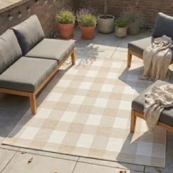 In- & Outdoor Teppich - Ranch Checkerboard Beige