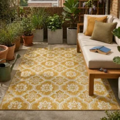 In- & Outdoor Teppich - Rio Flower Gelb