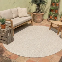 In- & Outdoor Teppich Rund - Costa Beige