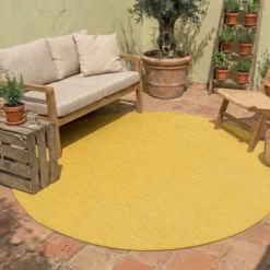In- & Outdoor Teppich Rund - Costa Ockergelb