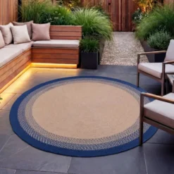In- & Outdoor Teppich Rund - Florence Blau