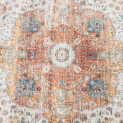 In- & Outdoor Teppich Rund - Kairo Medaillon Creme Bunt