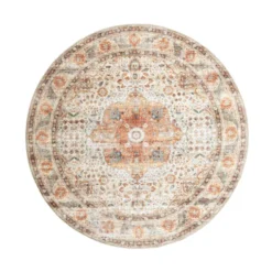 In- & Outdoor Teppich Rund - Kairo Medaillon Creme Bunt