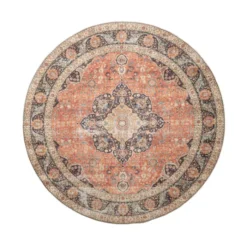In- & Outdoor Teppich Rund - Kairo Medaillon Terra Dunkelblau
