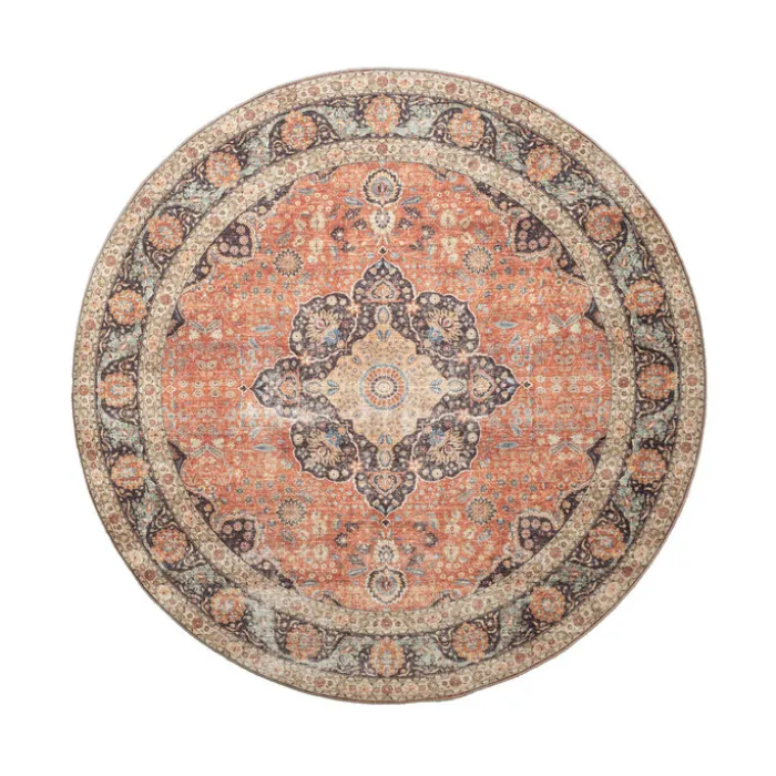 In- & Outdoor Teppich Rund - Kairo Medaillon Terra Dunkelblau