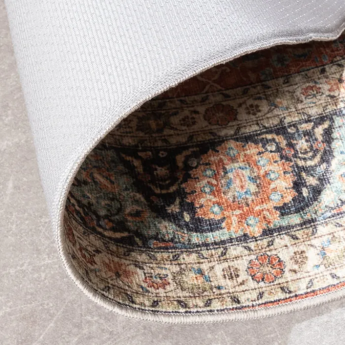 In- & Outdoor Teppich Rund - Kairo Medaillon Terra Dunkelblau