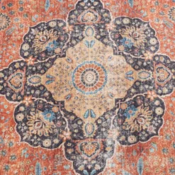 In- & Outdoor Teppich Rund - Kairo Medaillon Terra Dunkelblau