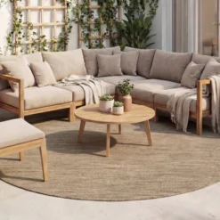 In- & Outdoor Teppich Rund - Malta Melange Natur