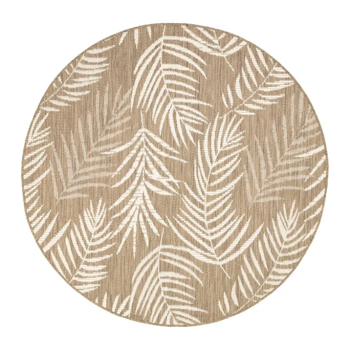 In- & Outdoor Teppich Rund - Malta Leaves Natur