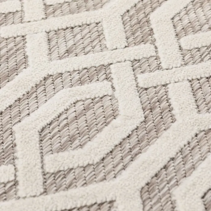 In- & Outdoor Teppich Rund - Piatto Mataro Creme Weiß - Ø 160cm