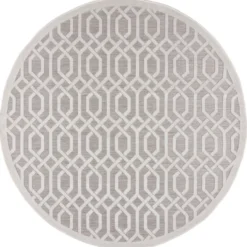 In- & Outdoor Teppich Rund - Piatto Mataro Creme Weiß - Ø 160cm