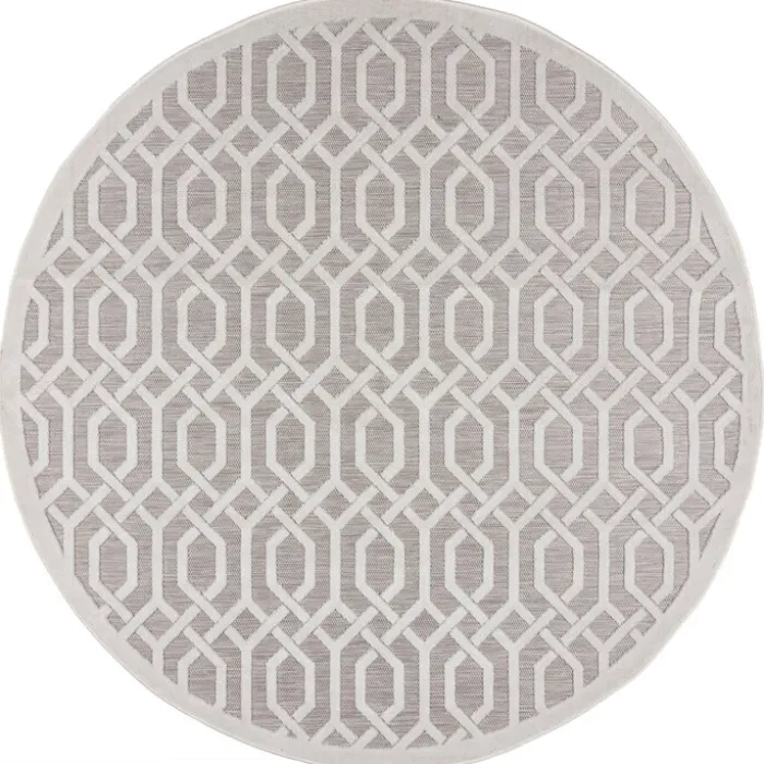 In- & Outdoor Teppich Rund - Piatto Mataro Creme Weiß - Ø 160cm