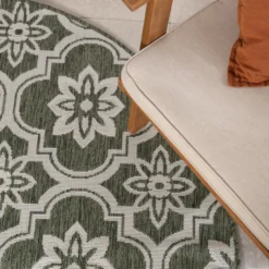 In- & Outdoor Teppich Rund - Rio Flower Grün