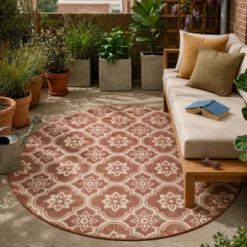 In- & Outdoor Teppich Rund - Rio Flower Rosa