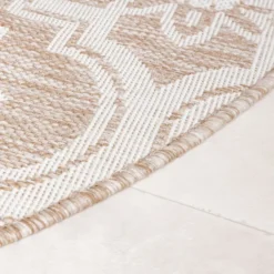 In- & Outdoor Teppich Rund - Rio Flower Beige