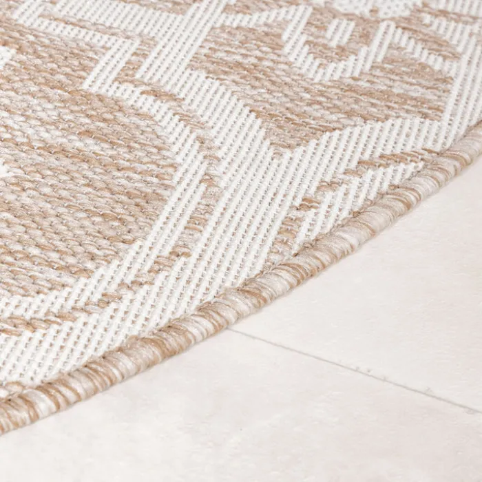 In- & Outdoor Teppich Rund - Rio Flower Beige