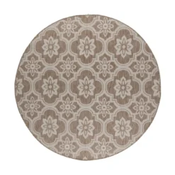 In- & Outdoor Teppich Rund - Rio Flower Beige