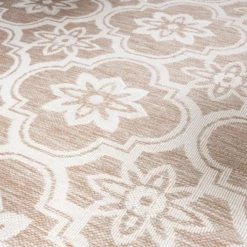 In- & Outdoor Teppich Rund - Rio Flower Beige