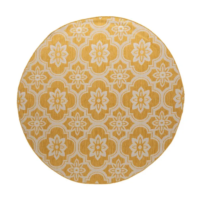 In- & Outdoor Teppich Rund - Rio Flower Gelb