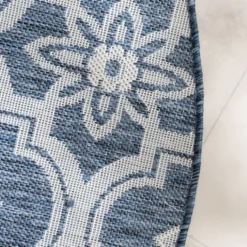 In- & Outdoor Teppich Rund - Rio Flower Blau