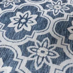 In- & Outdoor Teppich Rund - Rio Flower Blau
