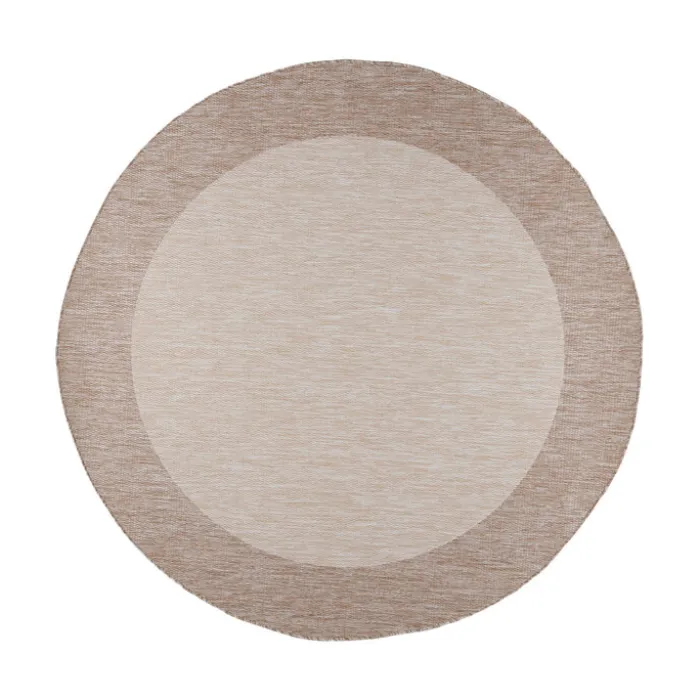 In- & Outdoor Teppich Rund - Sierra Border Creme Beige