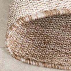 In- & Outdoor Teppich Rund - Sierra Border Creme Beige