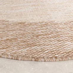 In- & Outdoor Teppich Rund - Sierra Border Beige Creme