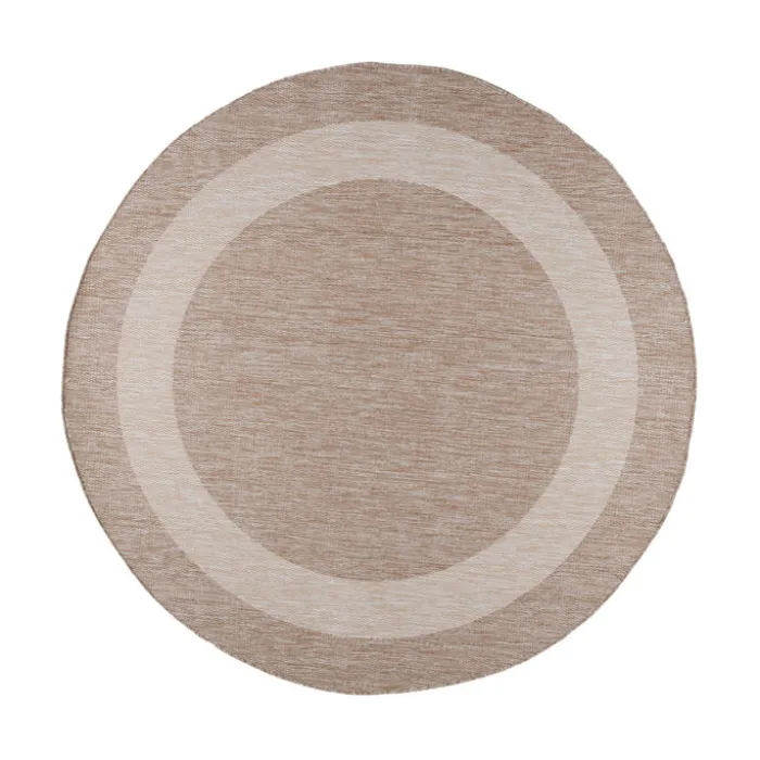 In- & Outdoor Teppich Rund - Sierra Border Beige Creme