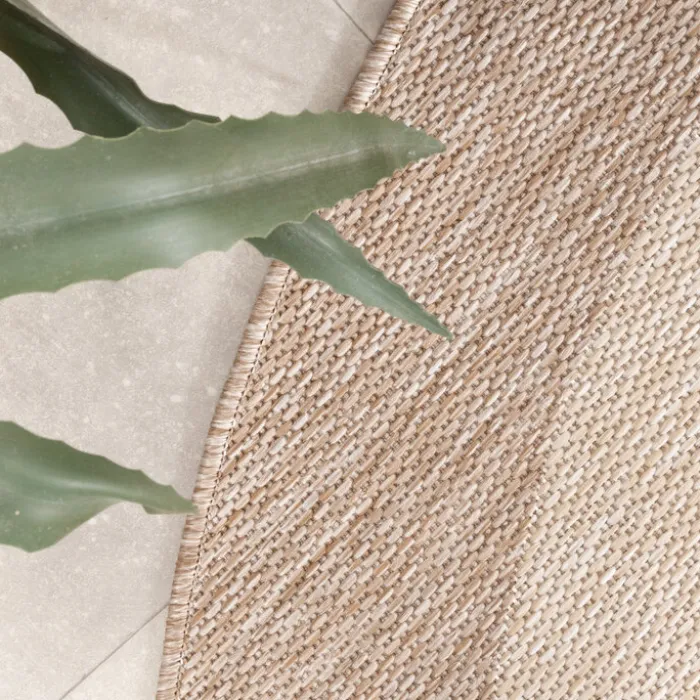 In- & Outdoor Teppich Rund - Sierra Border Beige Creme
