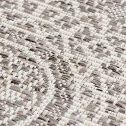 In- & Outdoor Teppich Rund - Summer Azteca Hellgrau