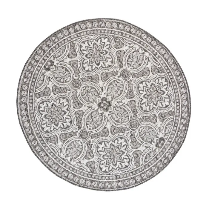 In- & Outdoor Teppich Rund - Summer Oriental Grau