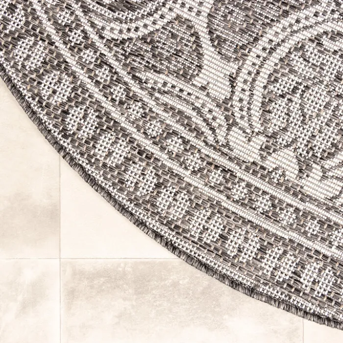 In- & Outdoor Teppich Rund - Summer Oriental Grau