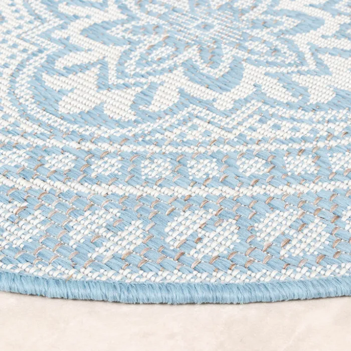 In- & Outdoor Teppich Rund - Summer Oriental Hellblau