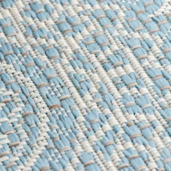 In- & Outdoor Teppich Rund - Summer Azteca Hellblau