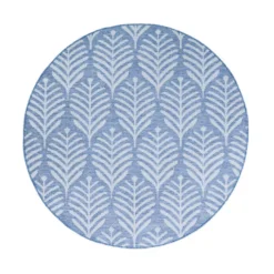 In- & Outdoor Teppich Rund - Summer Leaves Blau