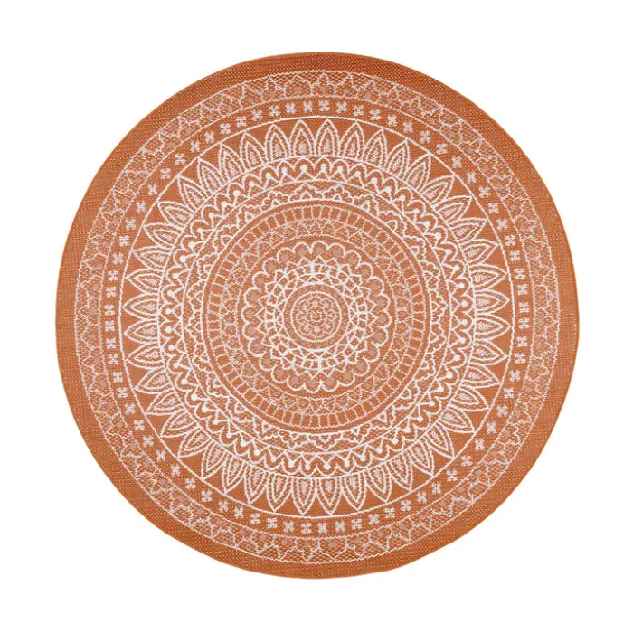 In- & Outdoor Teppich Rund - Summer Azteca Terracotta