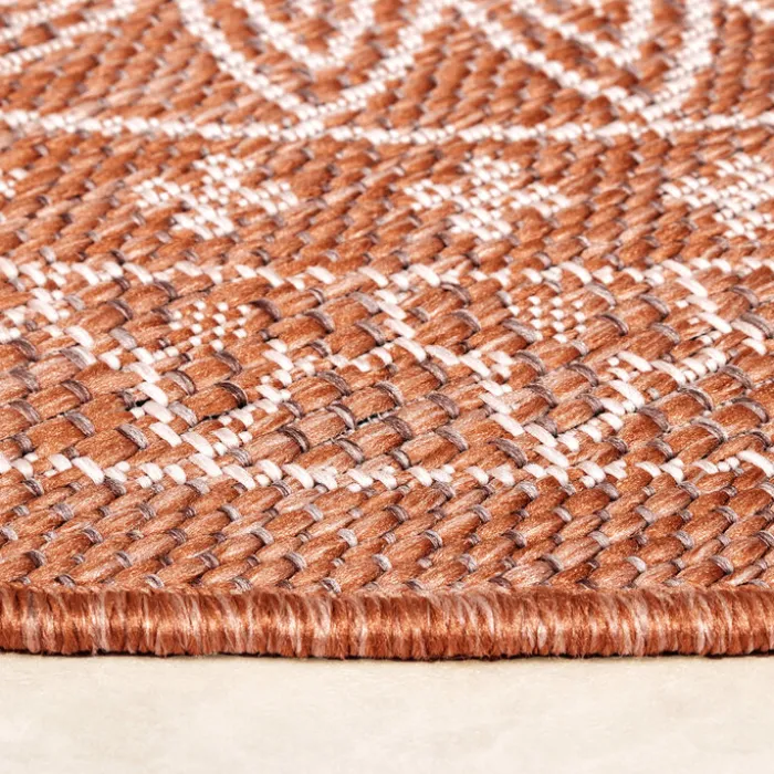 In- & Outdoor Teppich Rund - Summer Azteca Terracotta