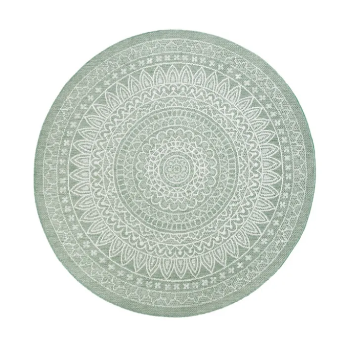 In- & Outdoor Teppich Rund - Summer Azteca Grün