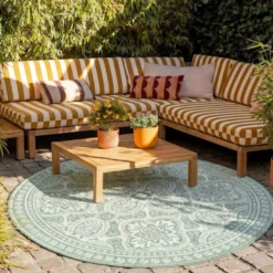 In- & Outdoor Teppich Rund - Summer Oriental Grün