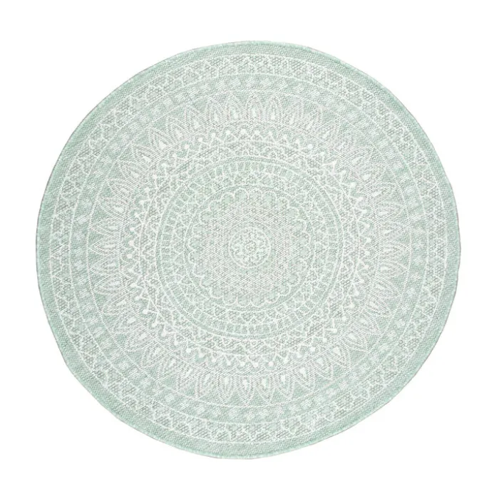 In- & Outdoor Teppich Rund - Summer Azteca Mint