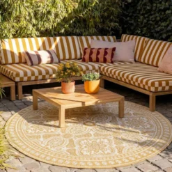 In- & Outdoor Teppich Rund - Summer Oriental Gelb