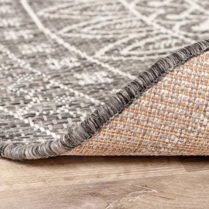 In- & Outdoor Teppich Rund - Summer Azteca Grau