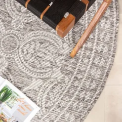 In- & Outdoor Teppich Rund - Summer Oriental Hellgrau