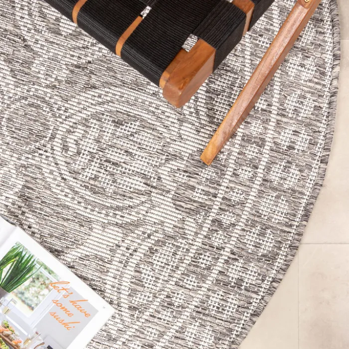 In- & Outdoor Teppich Rund - Summer Oriental Hellgrau
