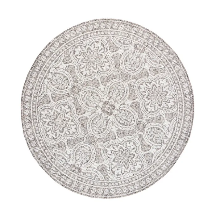 In- & Outdoor Teppich Rund - Summer Oriental Hellgrau