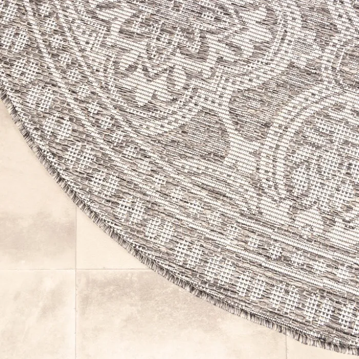 In- & Outdoor Teppich Rund - Summer Oriental Hellgrau