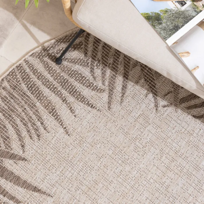 In- & Outdoor Teppich Rund - Tiga Edge Taupe