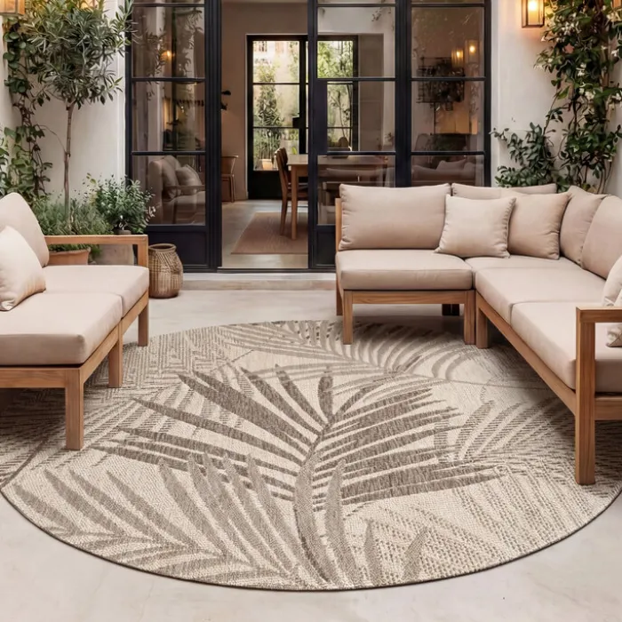 In- & Outdoor Teppich Rund - Tiga Palm Taupe