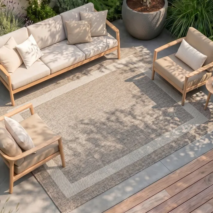 In- & Outdoor Teppich - Sierra Border Beige Creme